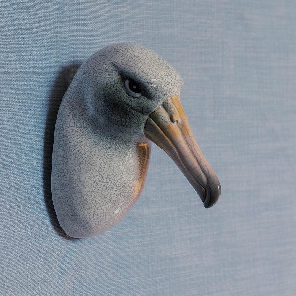 Handmade Albatross ceramic wall sculpture by Jed Boyle.
